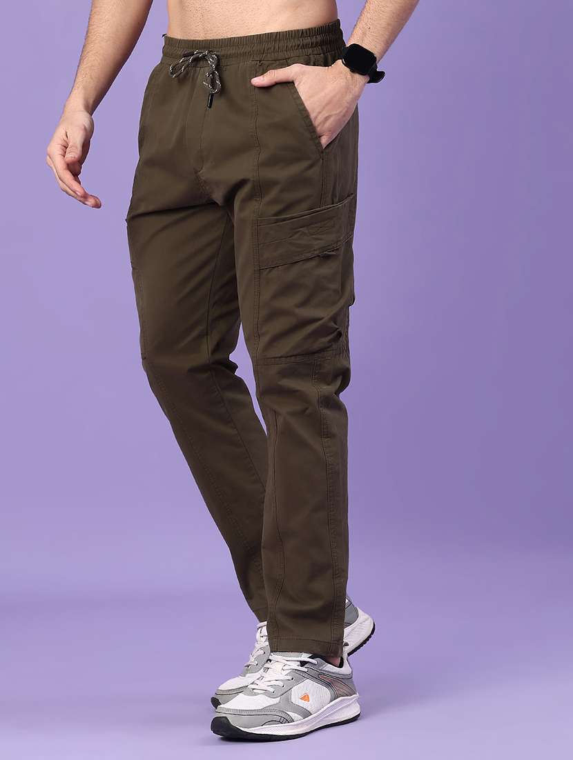 men olive cotton cargo