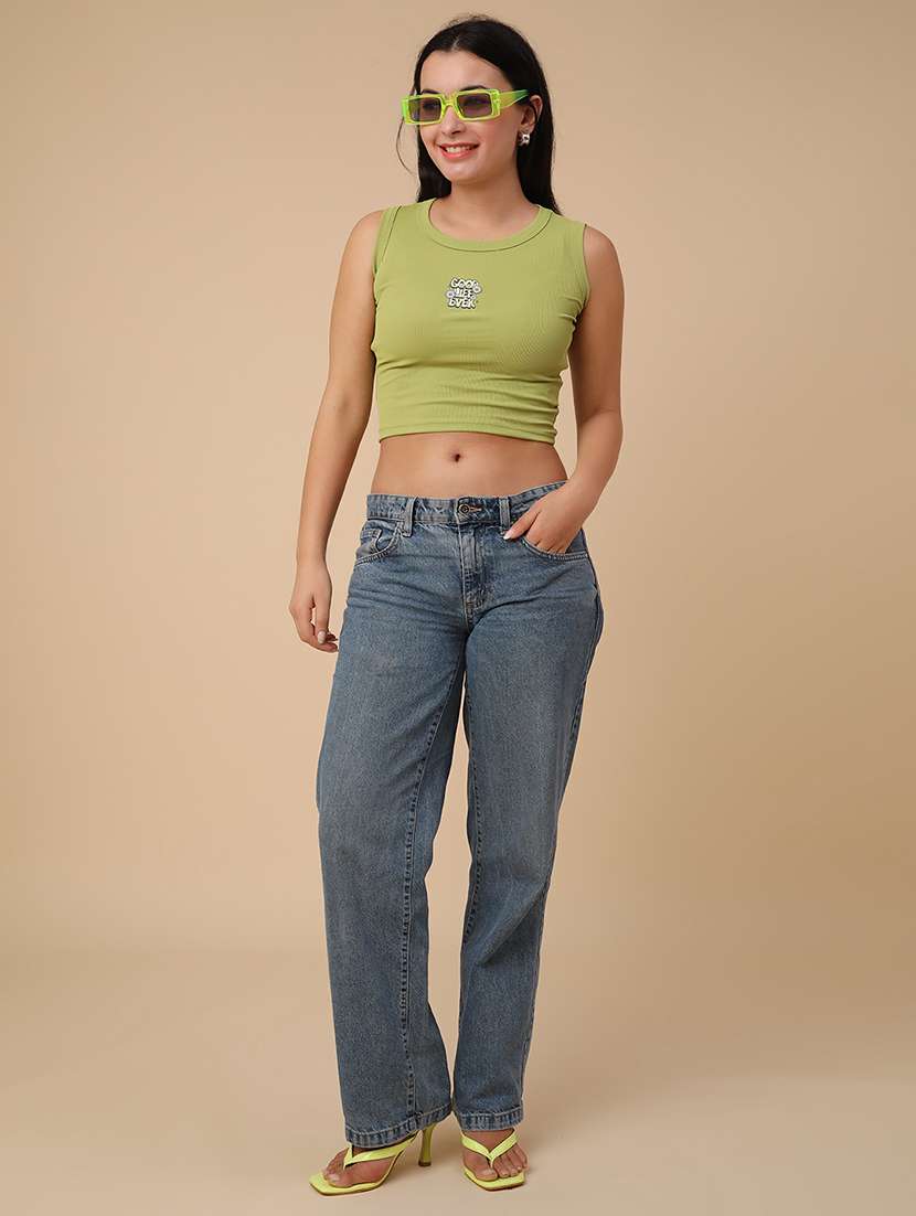 green cotton crop top - 22226655 -  Standard Image - 4
