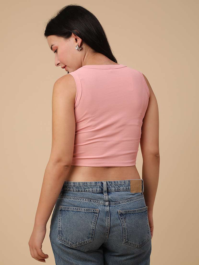 peach cotton crop top - 22226657 -  Standard Image - 4