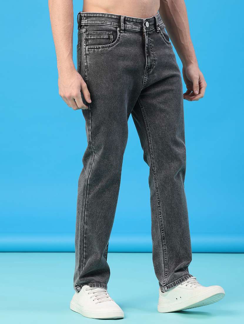 men plain mid rise full length straight fit jeans - 22226721 -  Standard Image - 1