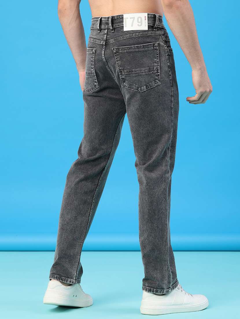 men plain mid rise full length straight fit jeans - 22226721 -  Standard Image - 4