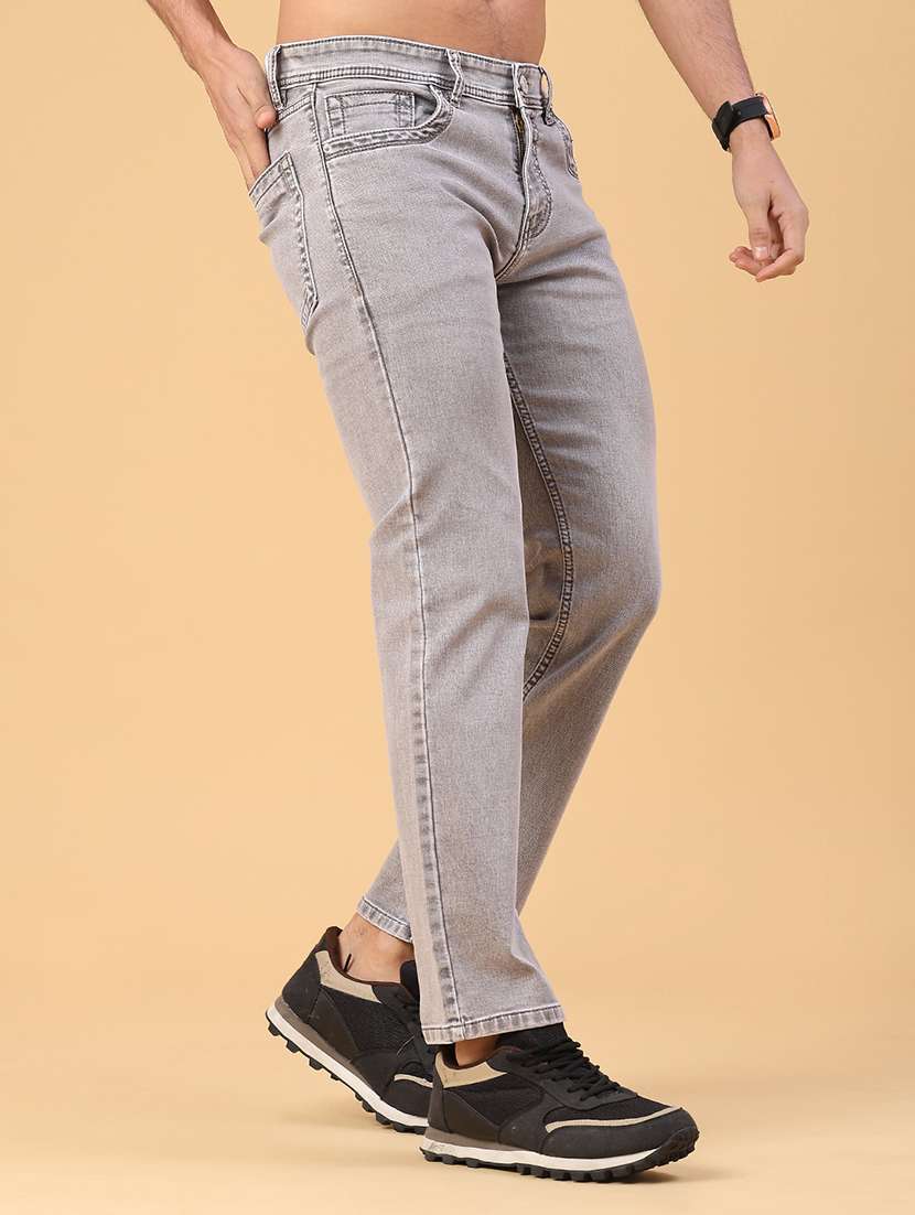 men plain mid rise full length slim fit jeans - 22226728 -  Standard Image - 1