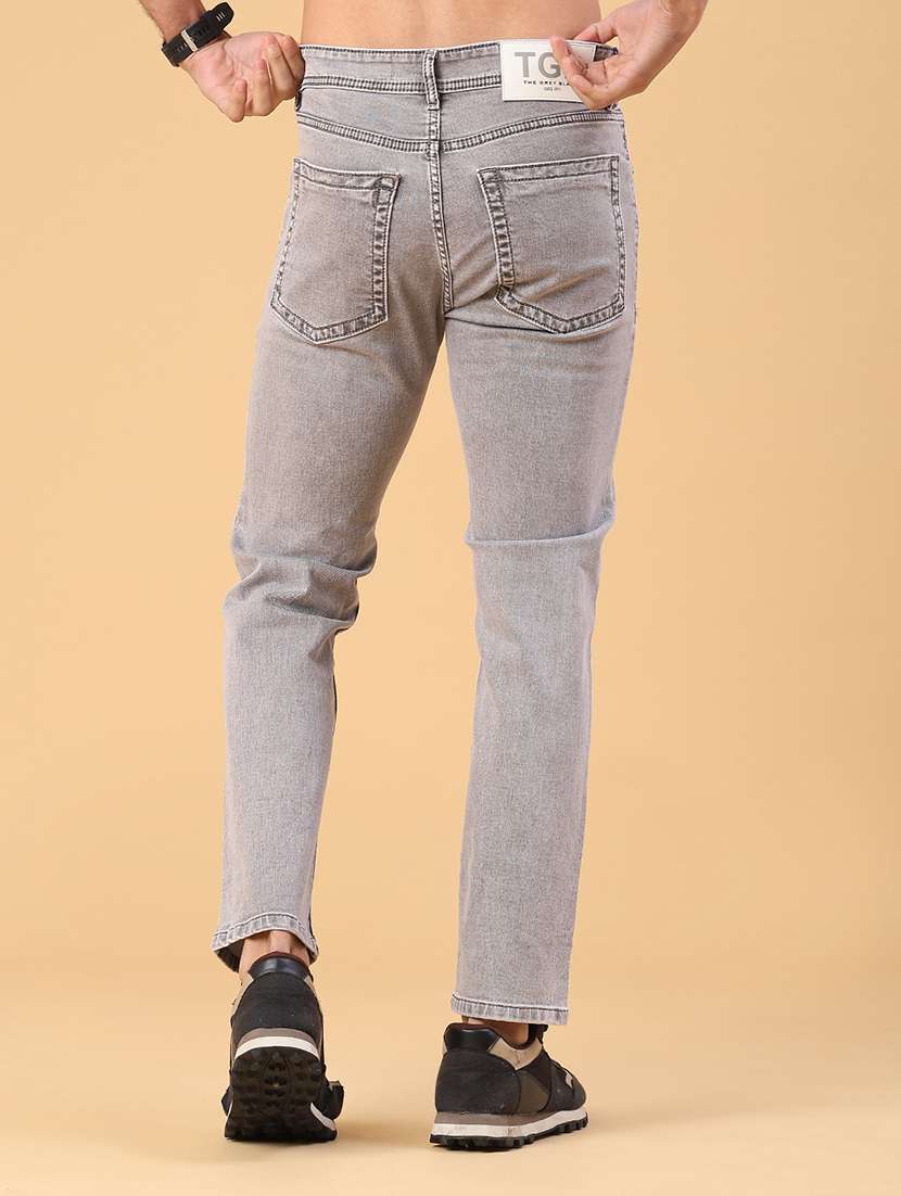 men plain mid rise full length slim fit jeans - 22226728 -  Standard Image - 4