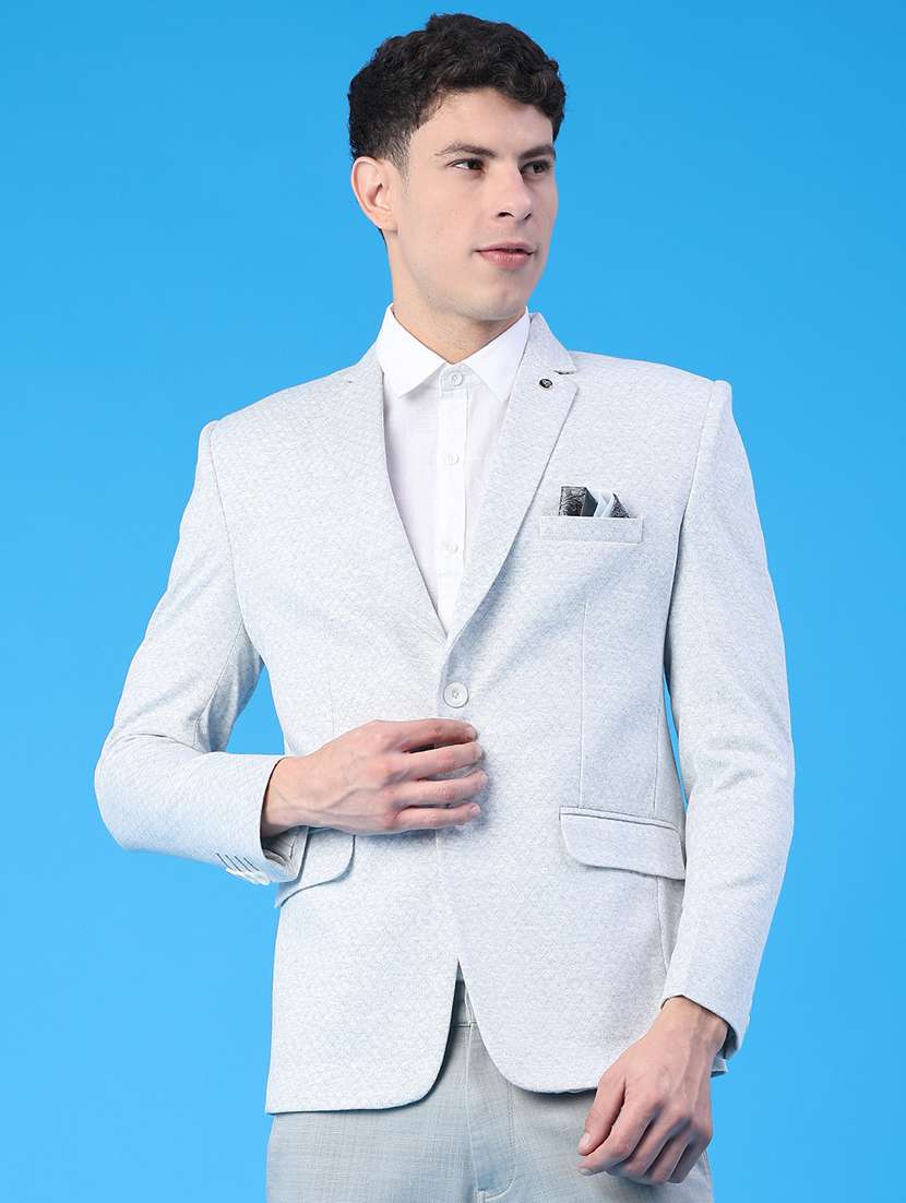 men self design lapel collar single breasted blazer - 22226740 -  Standard Image - 1