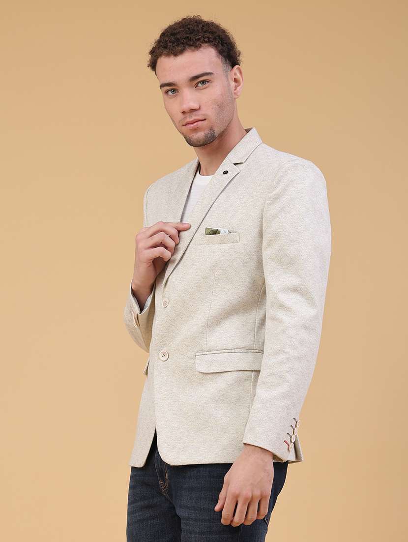 men self design lapel collar single breasted blazer - 22226745 -  Standard Image - 1