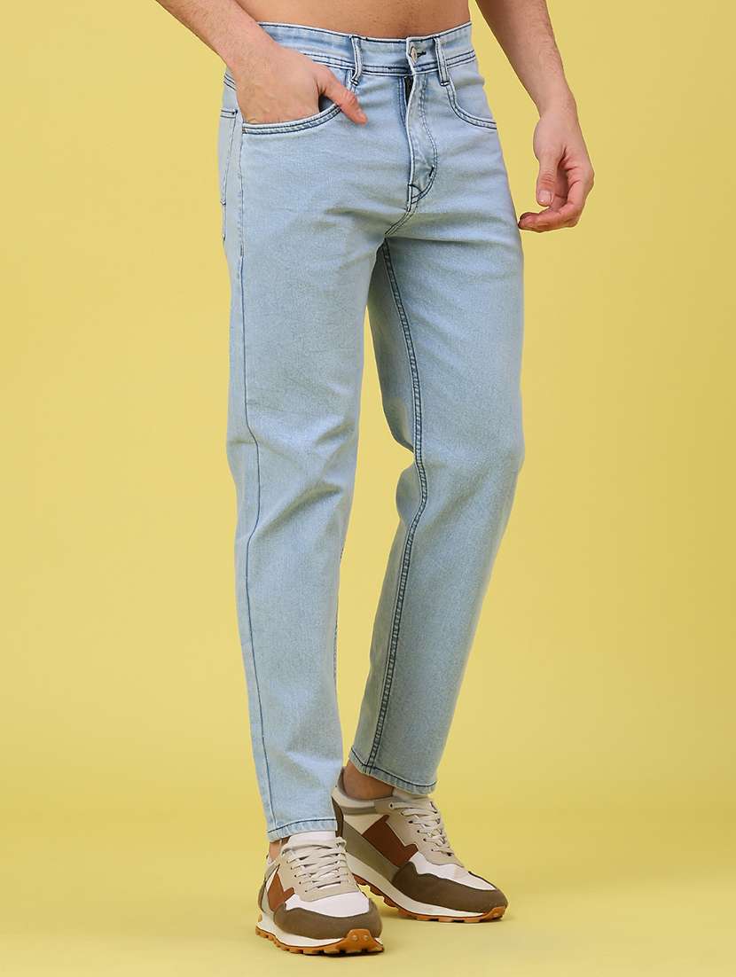men plain mid rise full length jeans - 22226768 -  Standard Image - 1