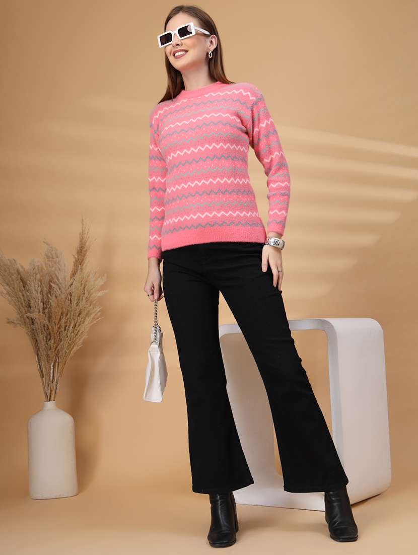 women chevron long sleeve pullover - 22226835 -  Standard Image - 4