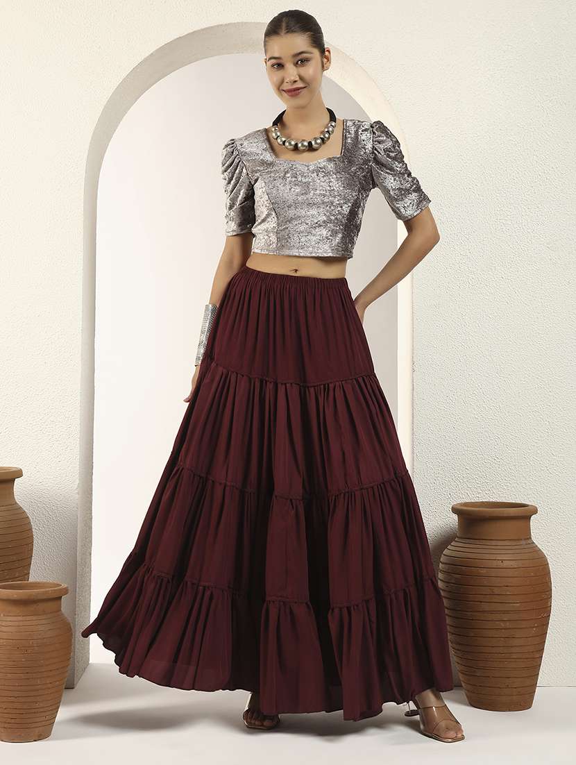 women solid puff sleeve stitched blouse - 22226837 -  Standard Image - 4