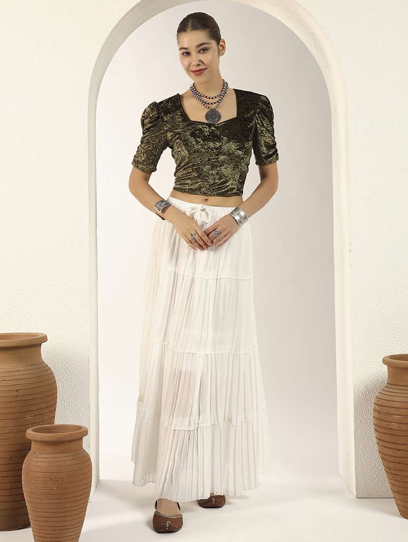 women solid puff sleeve stitched blouse - 22226838 -  Standard Image - 4