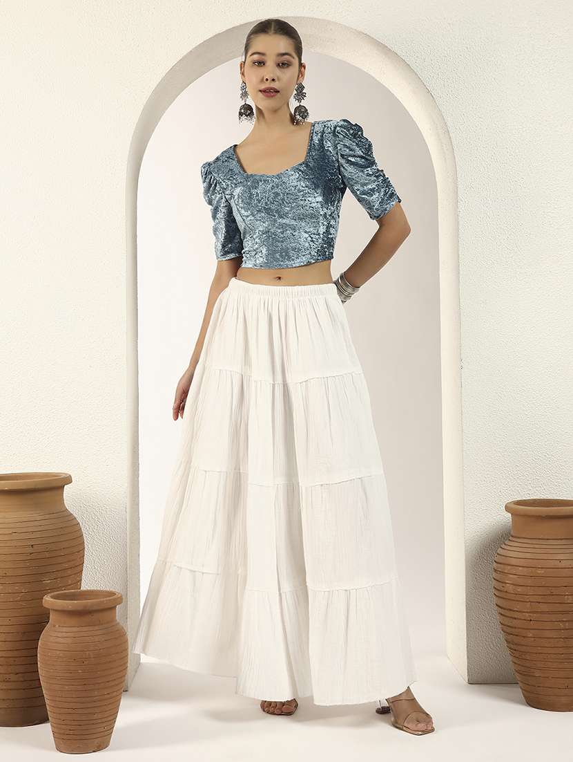 women solid puff sleeve stitched blouse - 22226839 -  Standard Image - 4