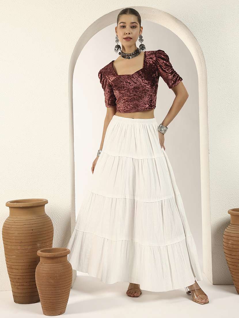 women solid puff sleeve stitched blouse - 22226840 -  Standard Image - 4