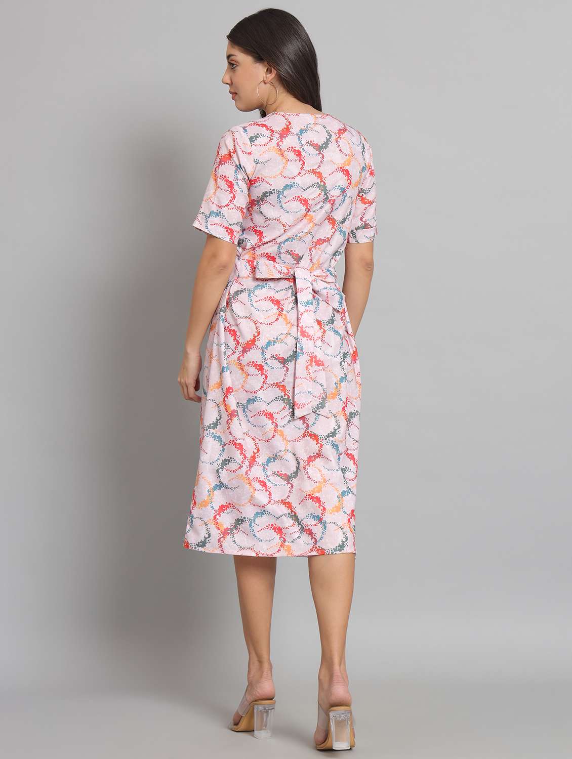 women printed short sleeve a-line dress - 22226852 -  Standard Image - 4