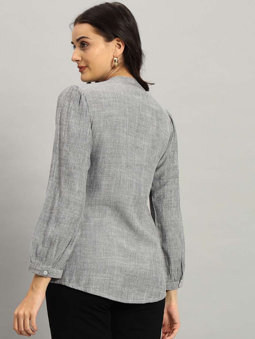 women solid long sleeve a-line top - 22226866 -  Standard Image - 4