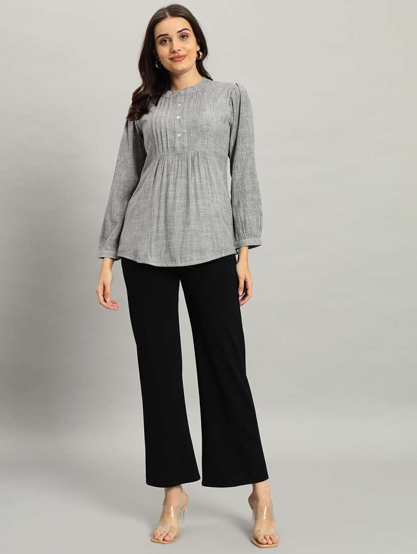 women solid long sleeve a-line top - 22226866 -  Standard Image - 6