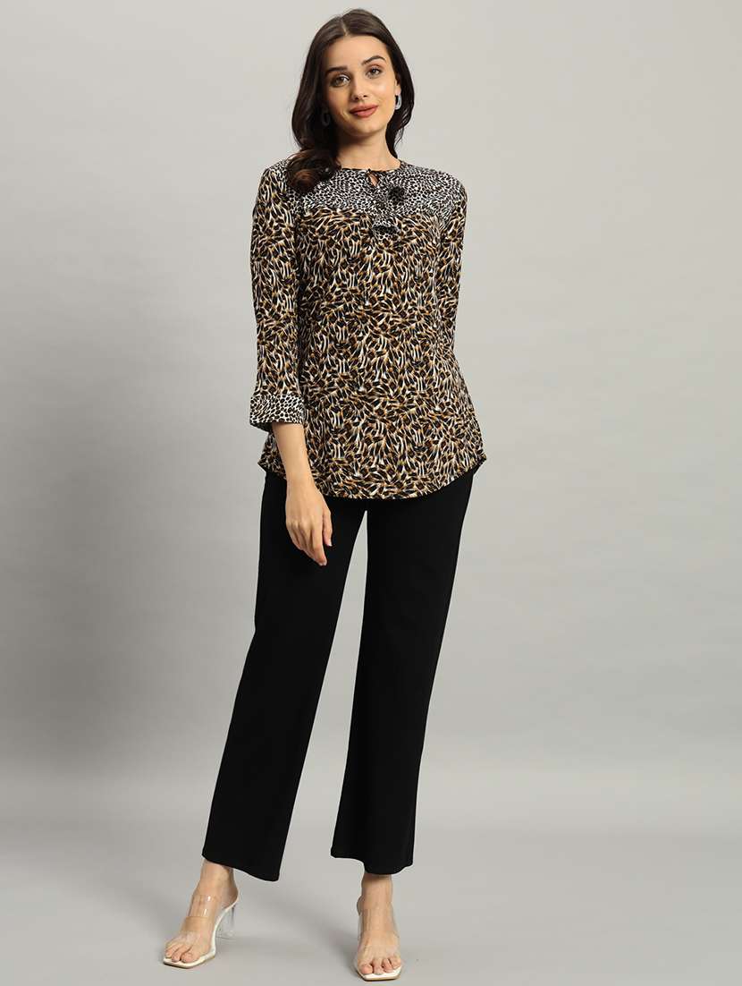 women animal print three quarter sleeve a-line top - 22226869 -  Standard Image - 6