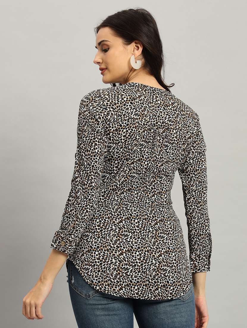 women animal print long sleeve a-line top - 22226872 -  Standard Image - 4