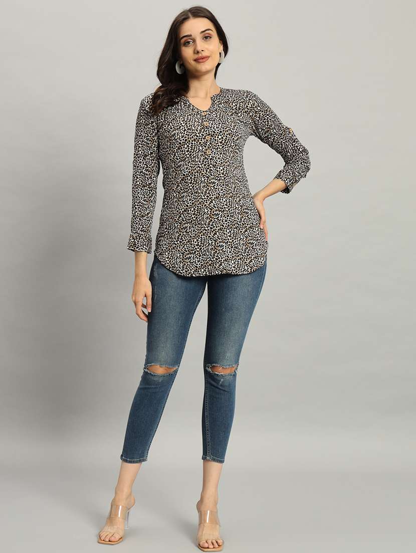 women animal print long sleeve a-line top - 22226872 -  Standard Image - 6