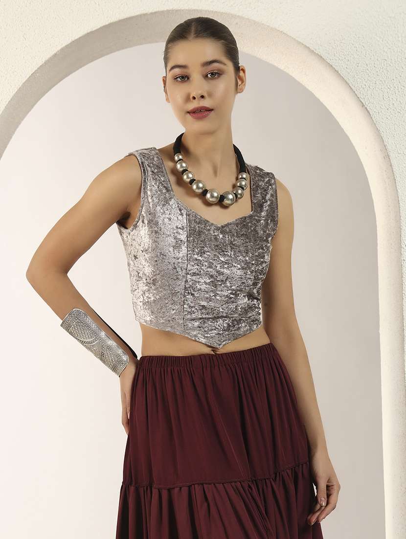 women solid sleeveless stitched blouse - 22226877 -  Standard Image - 1