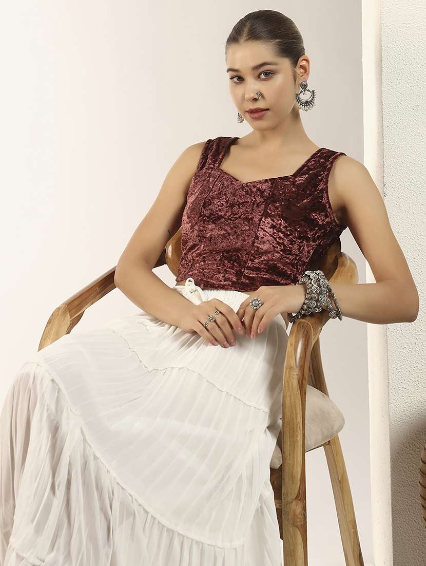 women solid sleeveless stitched blouse - 22226879 -  Standard Image - 1
