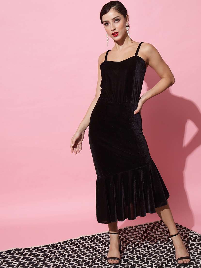women solid shoulder strap tiered dress - 22226884 -  Standard Image - 1