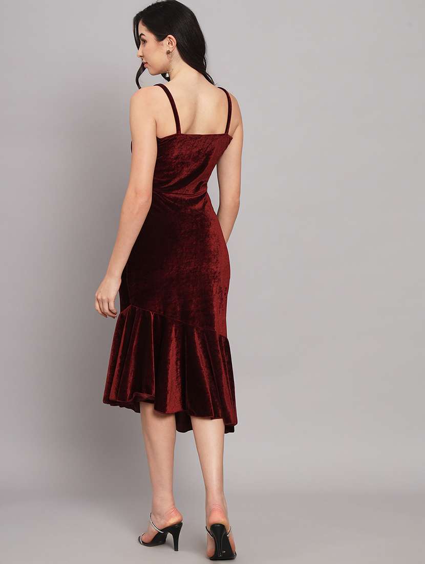 women solid shoulder strap tiered dress - 22226886 -  Standard Image - 4