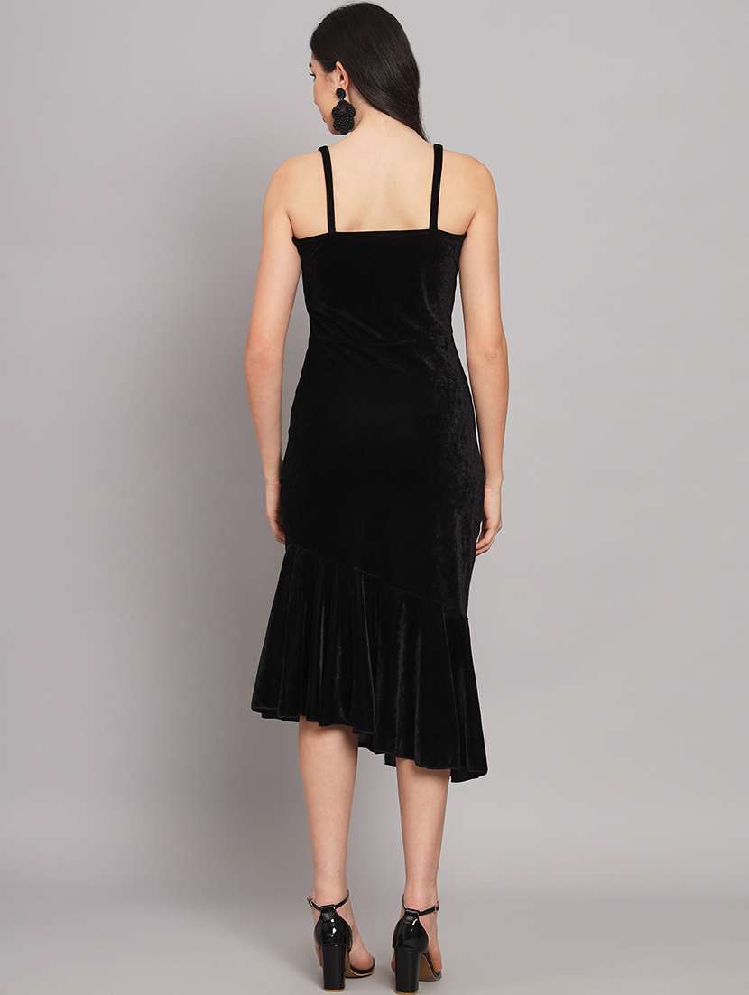 women solid shoulder strap tiered dress - 22226887 -  Standard Image - 4