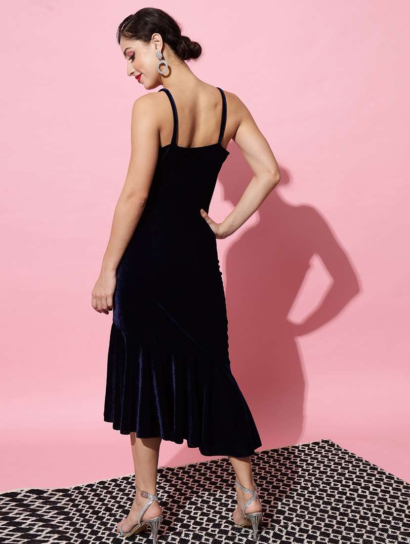 women solid shoulder strap tiered dress - 22226888 -  Standard Image - 4