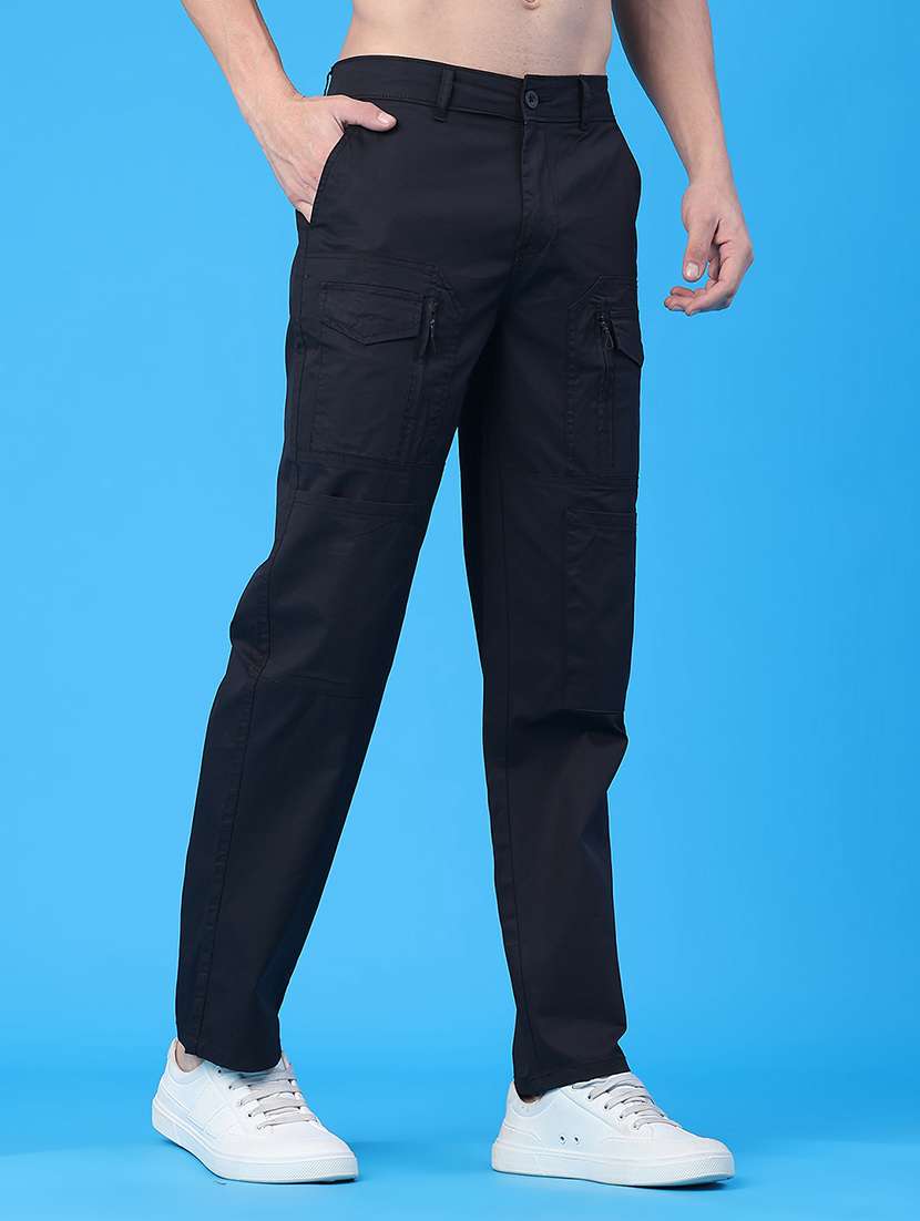 men solid mid rise cargo - 22226890 -  Standard Image - 1