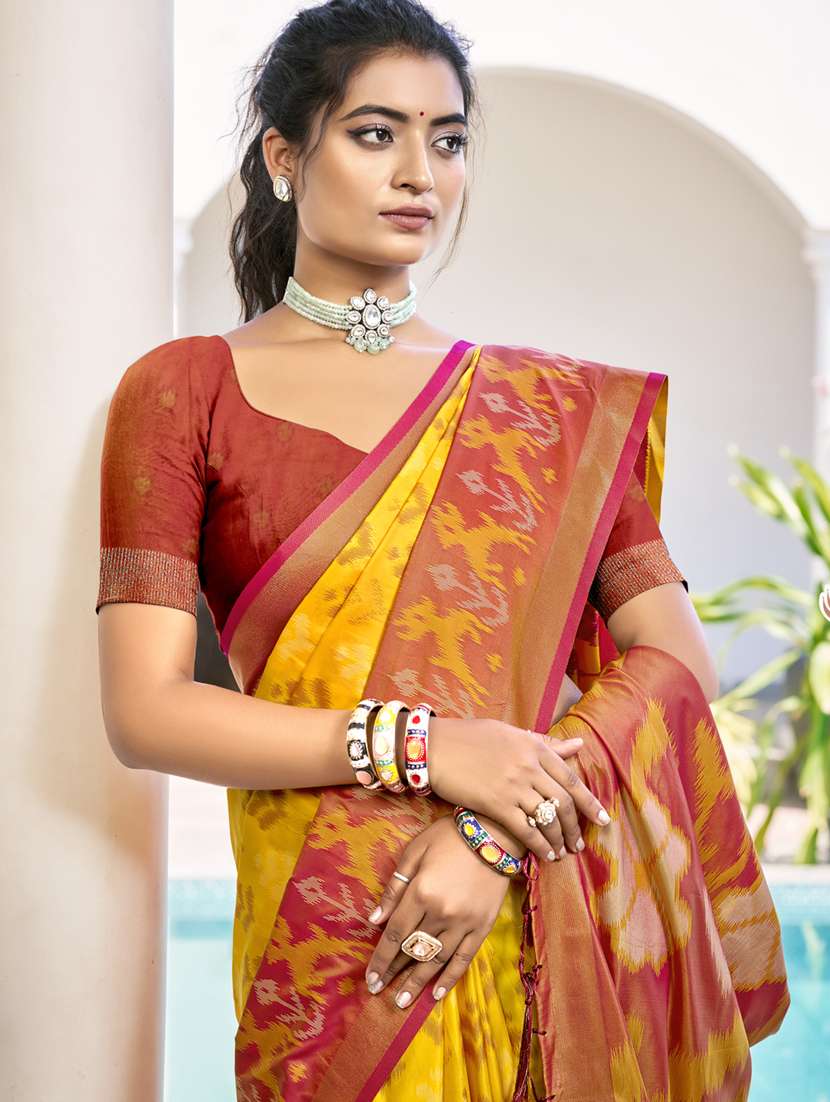 women self design pochampalli saree with blouse - 22226961 -  Standard Image - 1