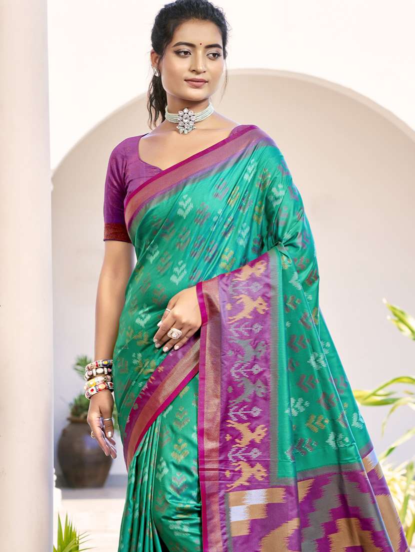 women self design pochampalli saree with blouse - 22226966 -  Standard Image - 1