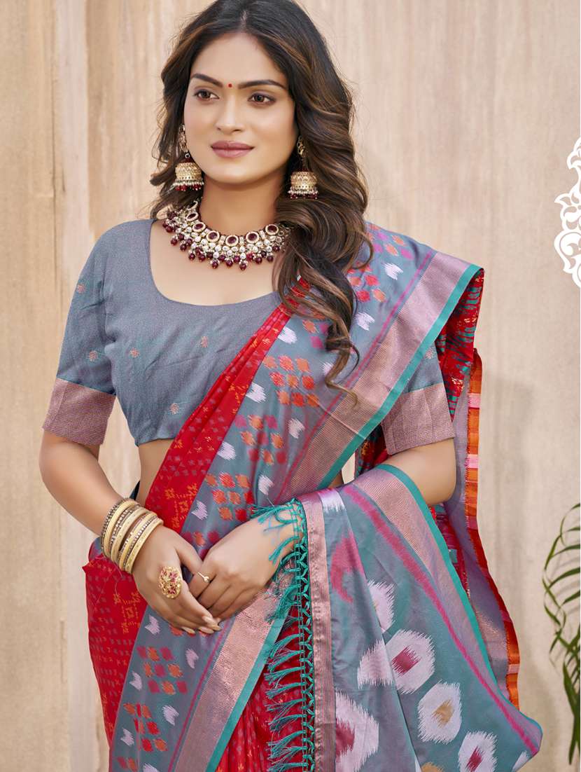 women self design pochampalli saree with blouse - 22226977 -  Standard Image - 1