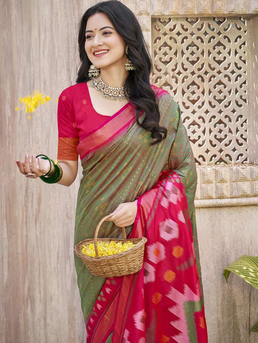 women self design pochampalli saree with blouse - 22226978 -  Standard Image - 1