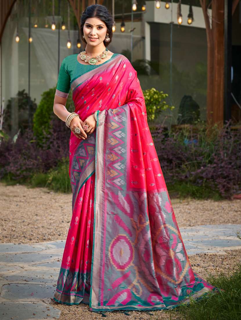 women self design pochampalli saree with blouse