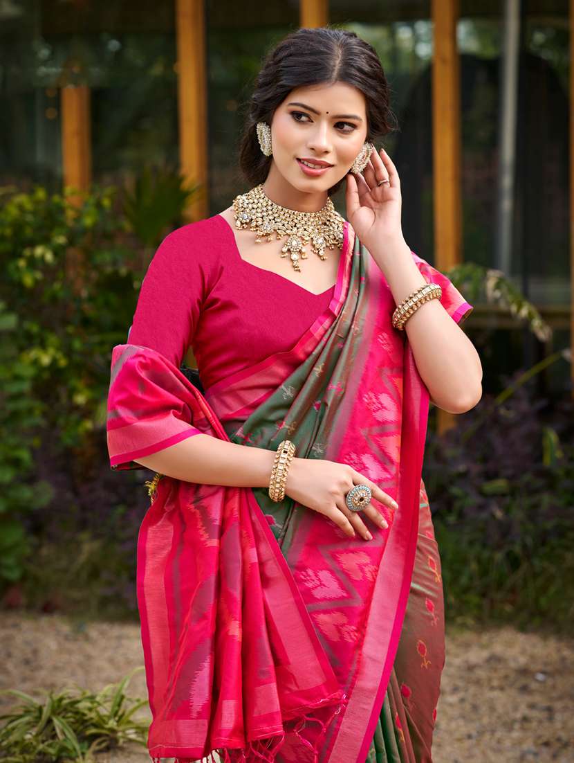 women self design pochampalli saree with blouse - 22226998 -  Standard Image - 1