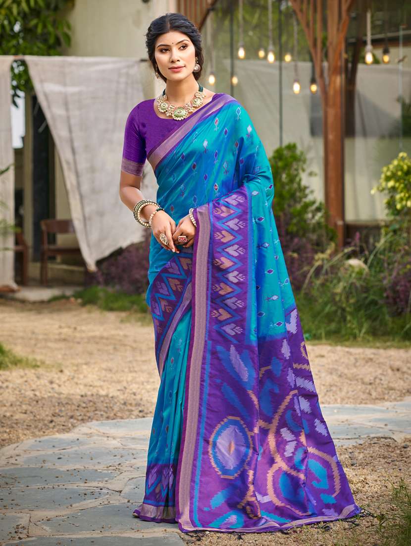 women self design pochampalli saree with blouse
