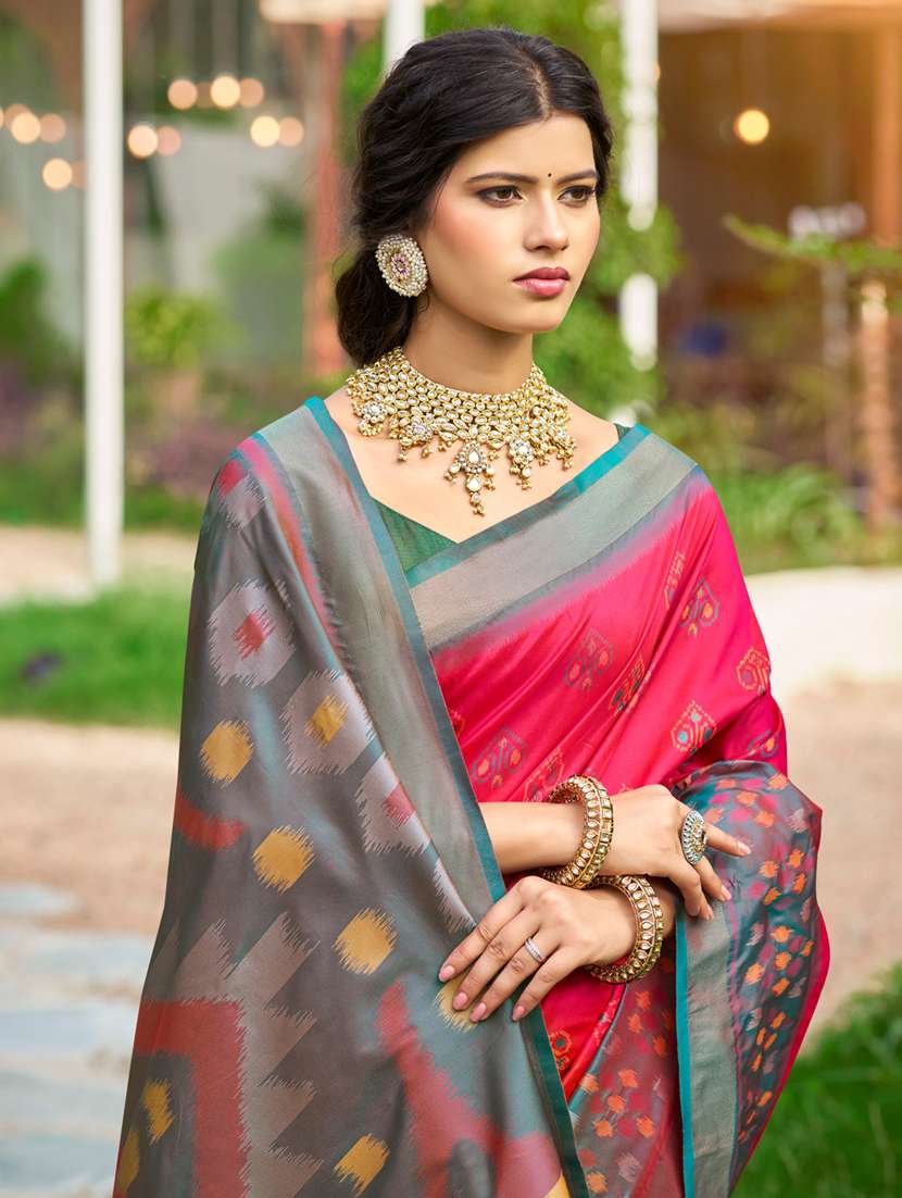 women self design pochampalli saree with blouse - 22227004 -  Standard Image - 1