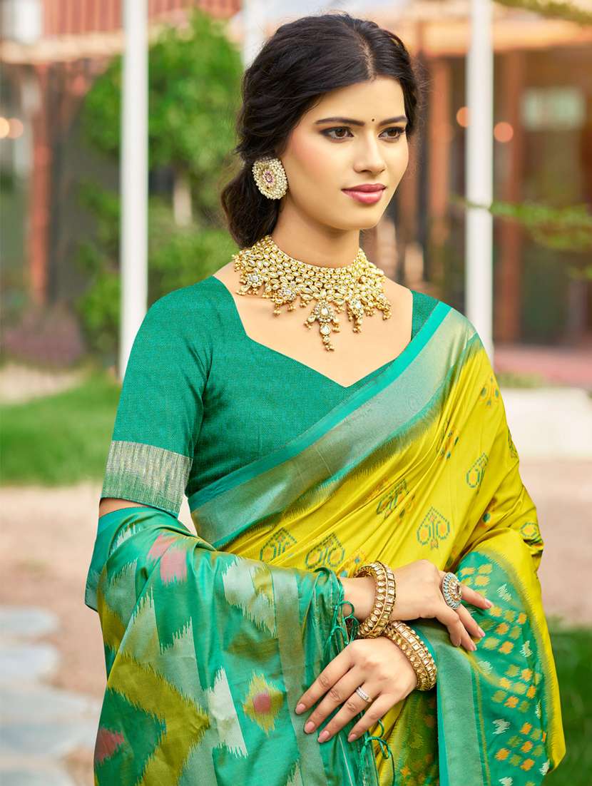 women self design pochampalli saree with blouse - 22227007 -  Standard Image - 1