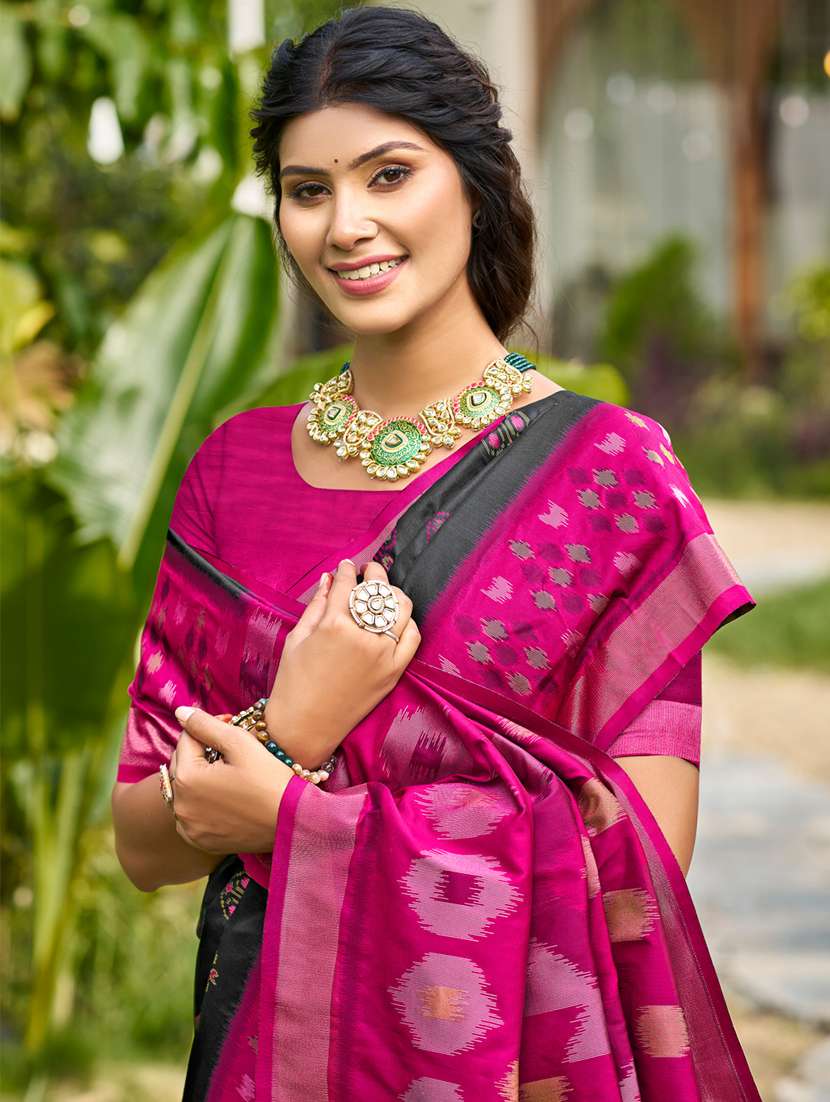 women self design pochampalli saree with blouse - 22227008 -  Standard Image - 1
