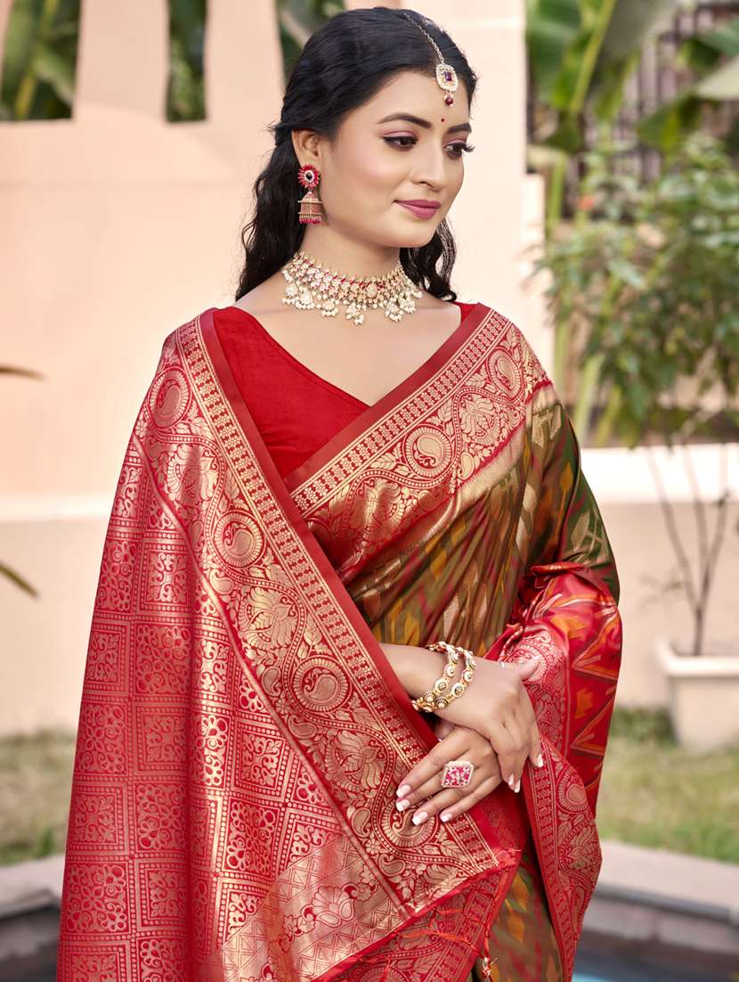 women self design pochampalli saree with blouse - 22227009 -  Standard Image - 1
