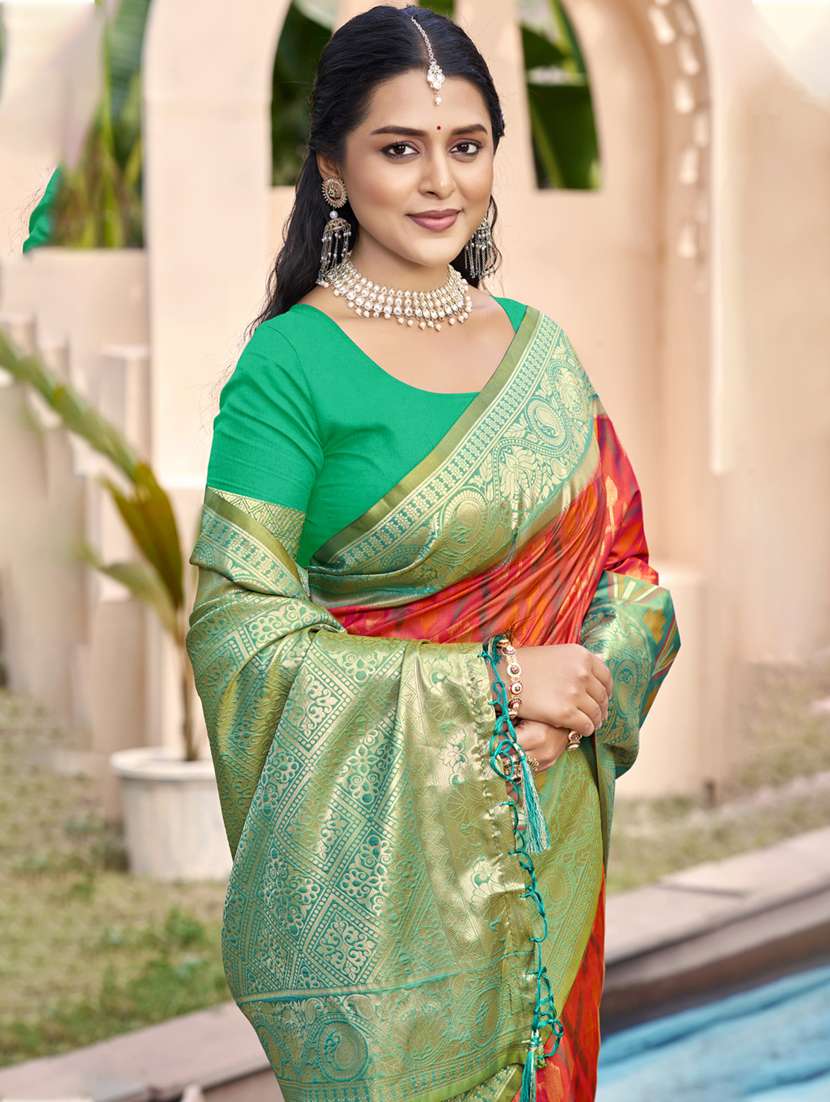 women self design pochampalli saree with blouse - 22227014 -  Standard Image - 1
