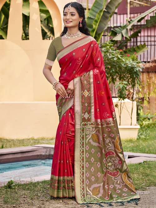 women self design pochampalli saree with blouse - 22227017 -  Standard Image - 0