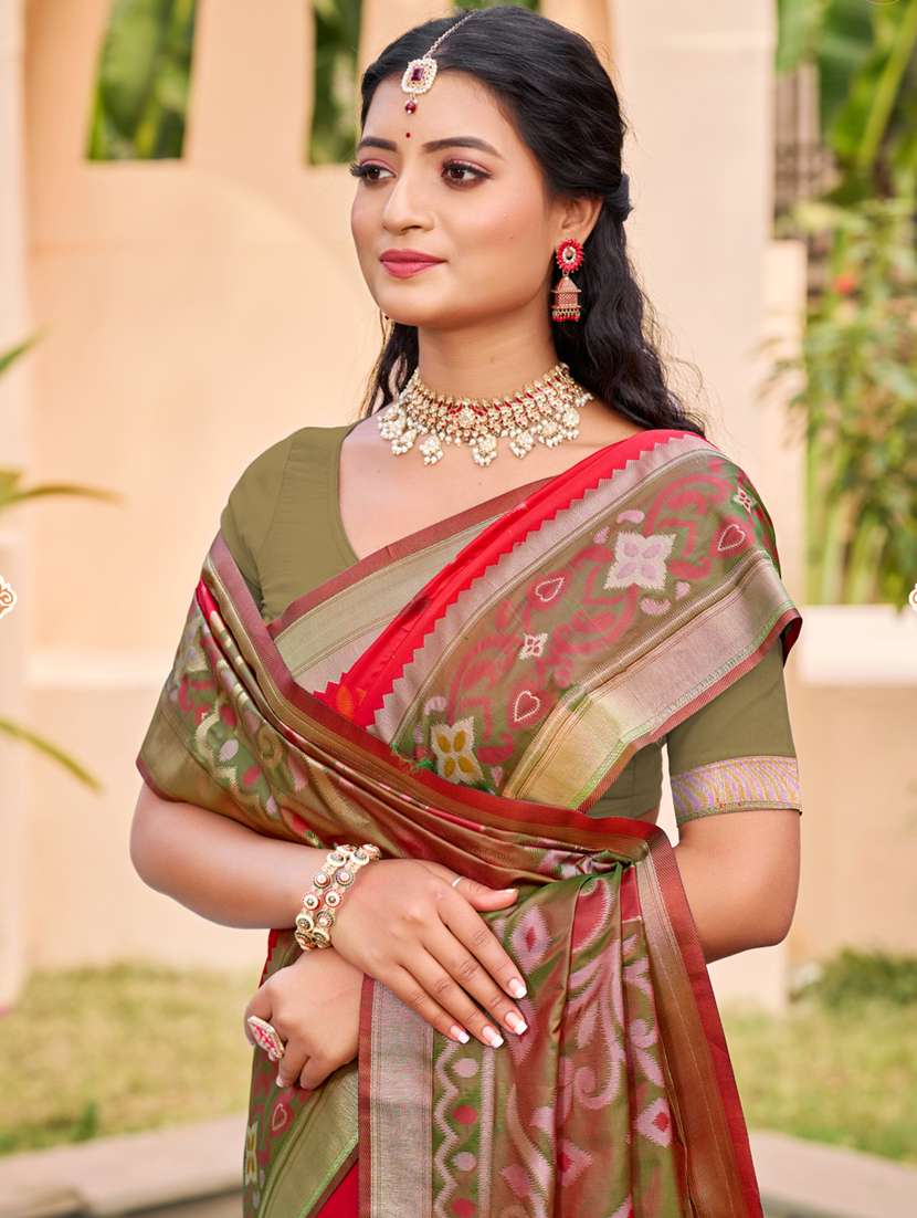 women self design pochampalli saree with blouse - 22227017 -  Standard Image - 1
