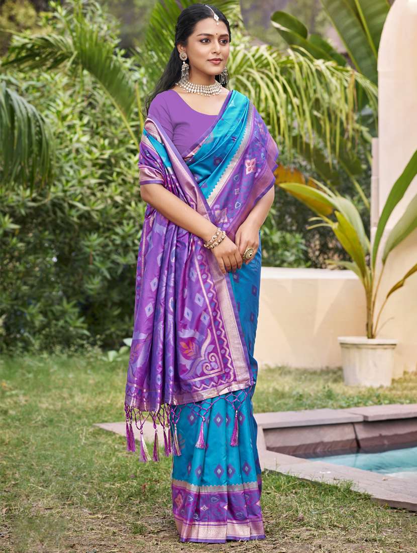 women self design pochampalli saree with blouse