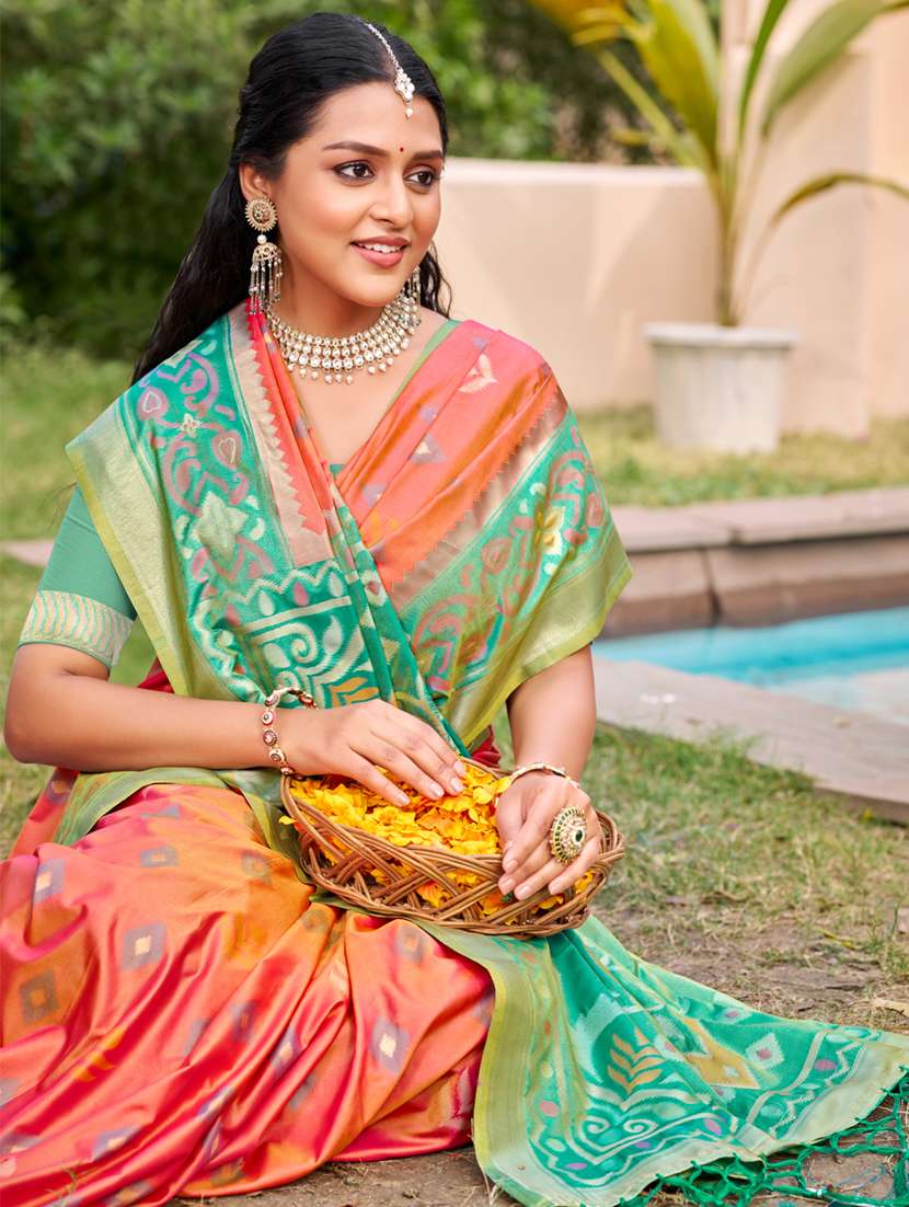 women self design pochampalli saree with blouse - 22227023 -  Standard Image - 1