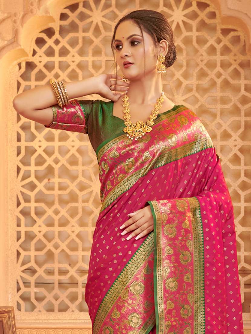 women self design kanjivaram saree with blouse - 22227039 -  Standard Image - 1
