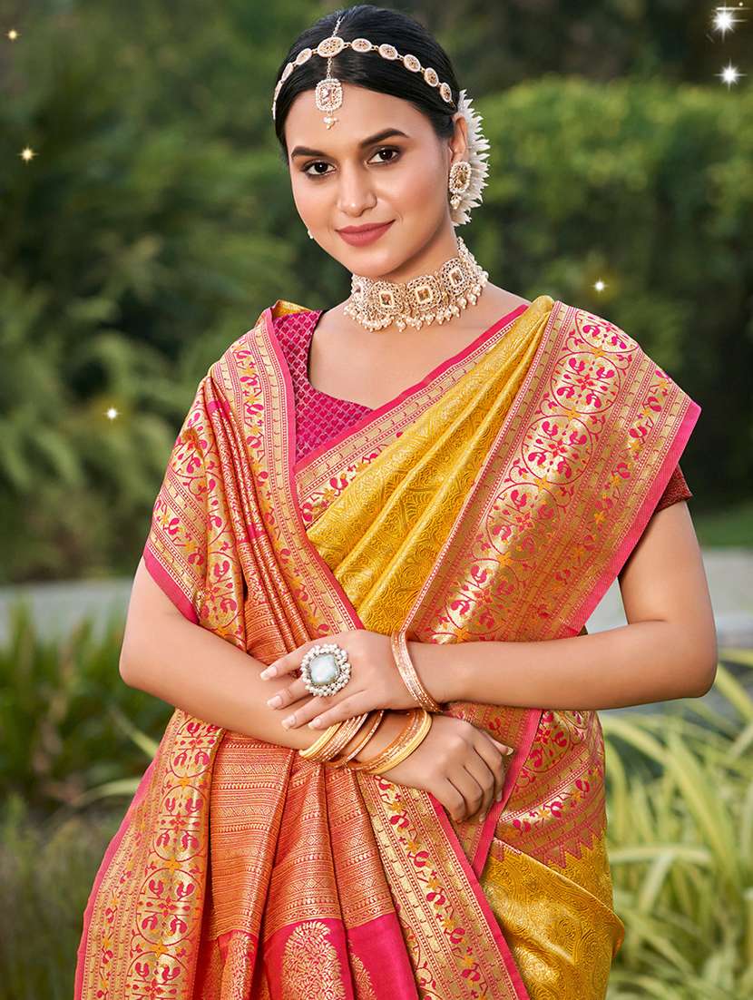 women self design kanjivaram saree with blouse - 22227043 -  Standard Image - 1