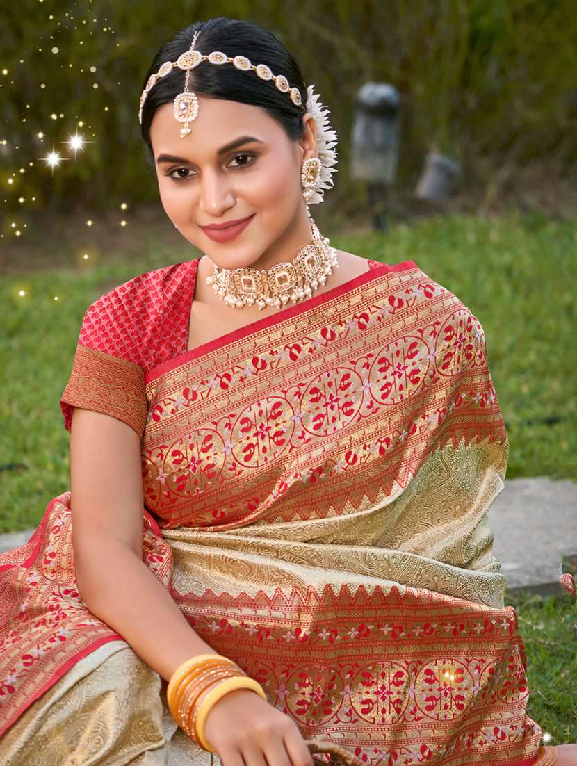 women self design kanjivaram saree with blouse - 22227044 -  Standard Image - 1