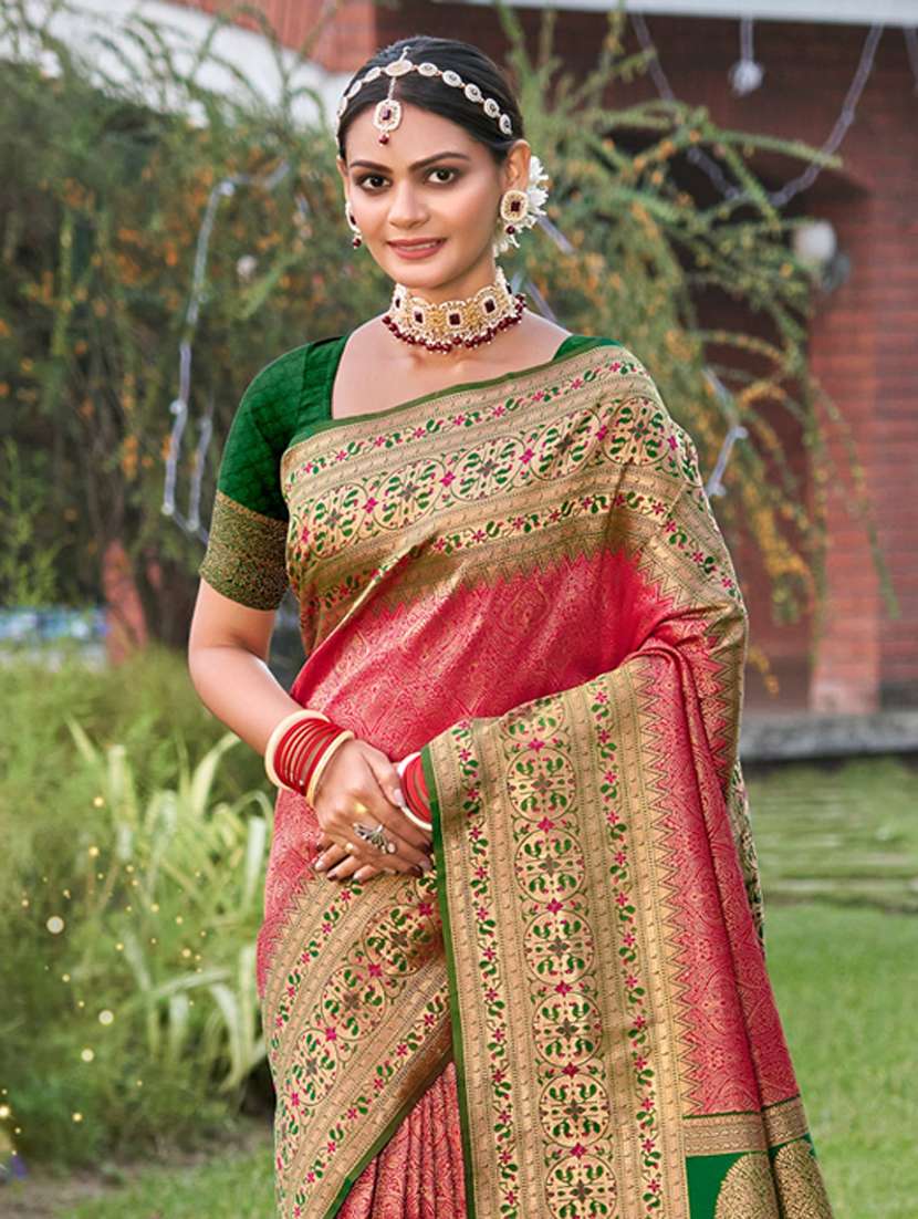 women self design kanjivaram saree with blouse - 22227045 -  Standard Image - 1