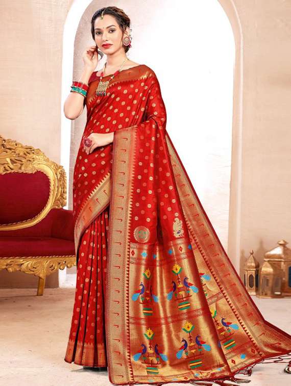 women self design paithani saree with blouse
