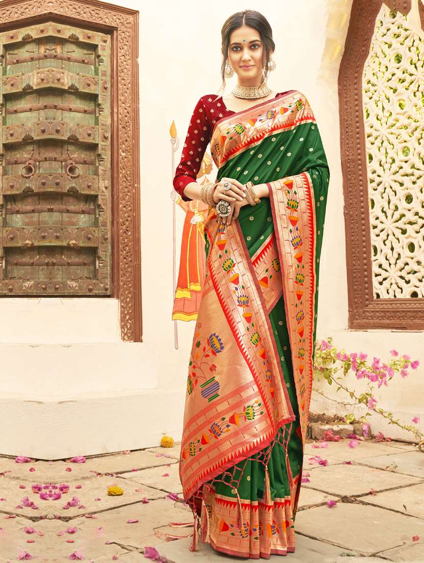 women self design paithani saree with blouse